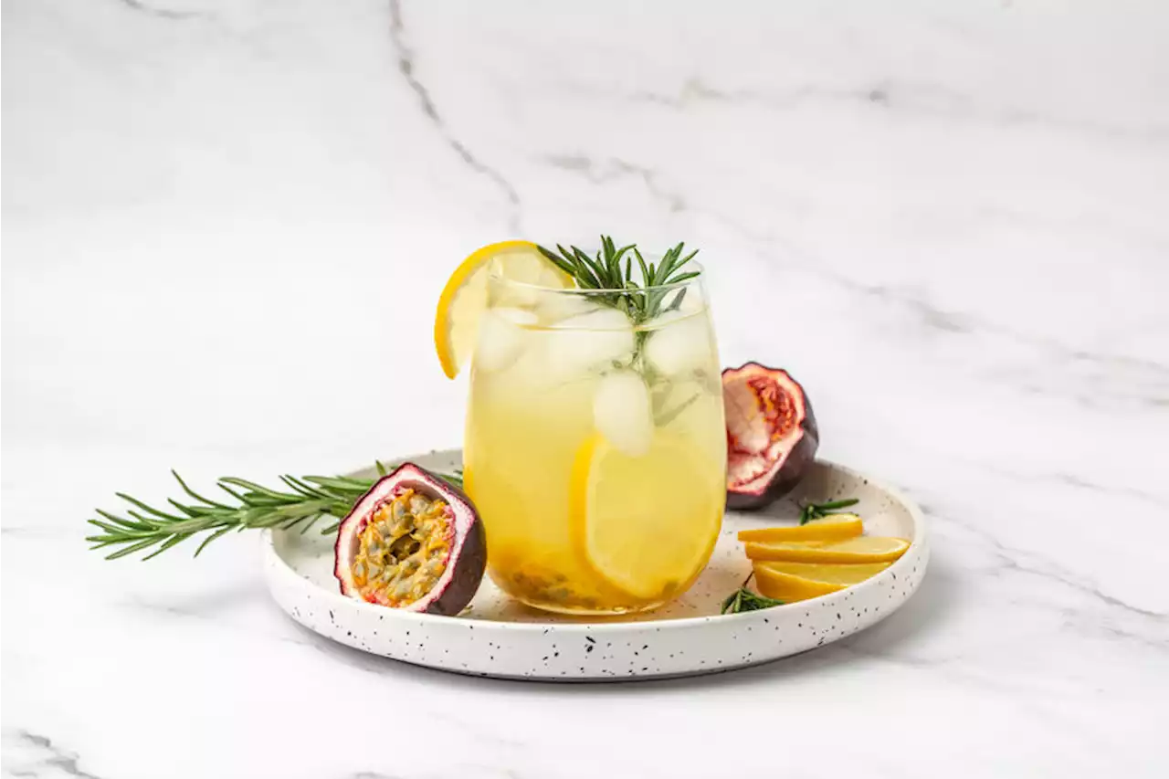 Lavender-infused passion fruit cocktail