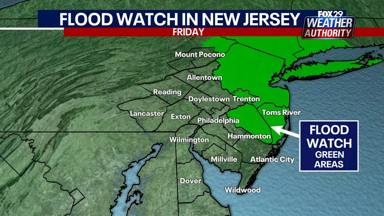 Weather Authority: Flood watch issued for portions of South Jersey in advance of rainy Friday