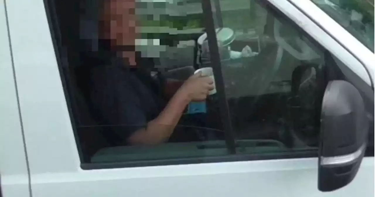 Driver caught on film sipping mug of tea at the wheel on the M6