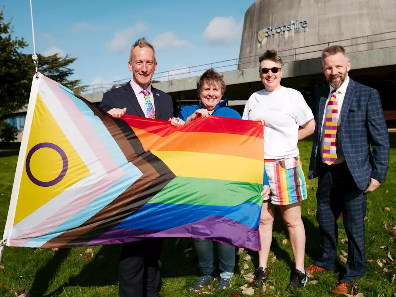 Flag fluttering over Shrewsbury marks the start of town's first Pride festival