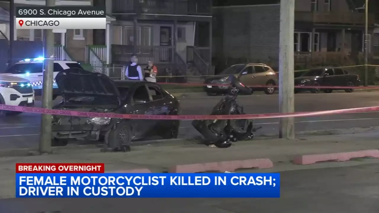 Woman riding motorcycle dead after Greater Grand Crossing crash, driver arrested, police say