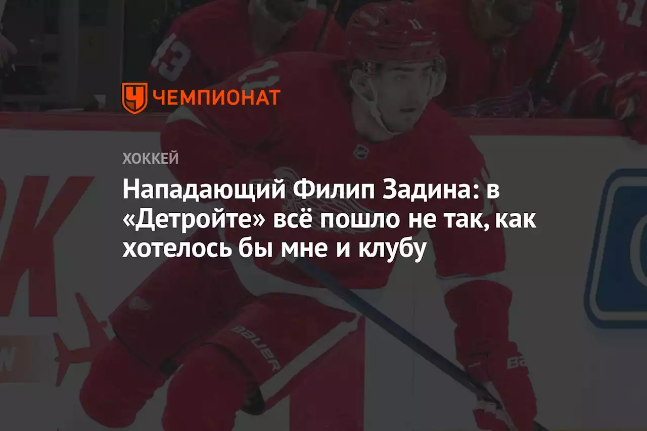 Нападающий Филип Задина: в «Детройте» всё пошло не так, как хотелось бы мне и клубу