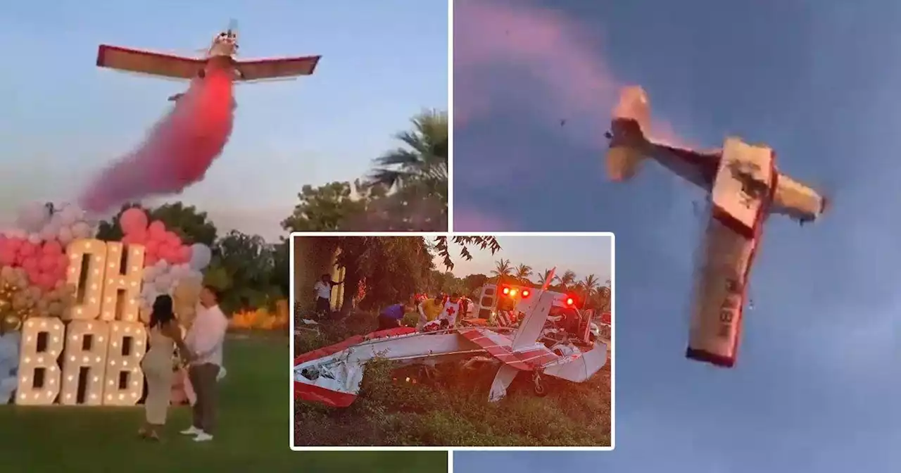 Shocking moment plane crashes during gender reveal party killing pilot