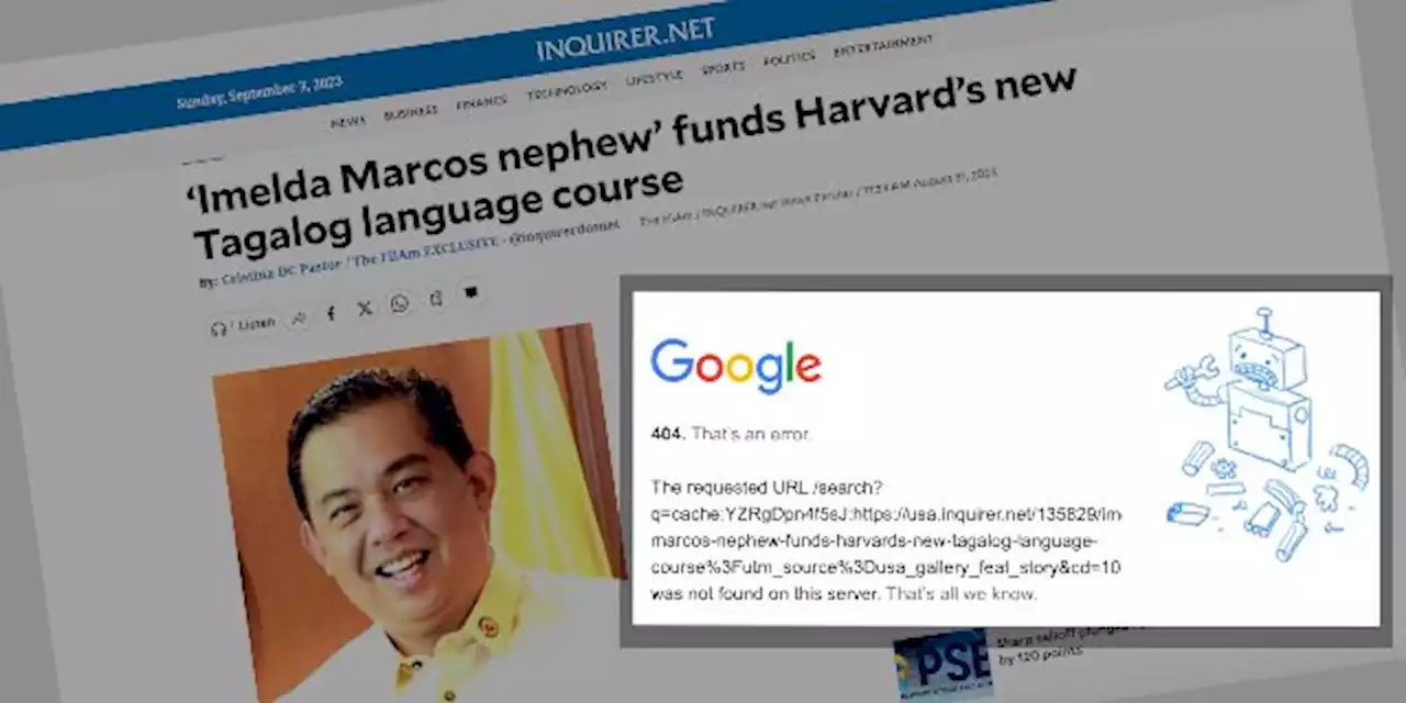 Inquirer.net takes down story on Martin Romualdez’s reported funding of Tagalog course in Harvard