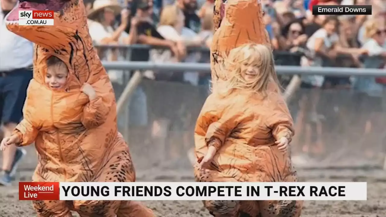 Young friends steal the show at annual T-Rex race in Washington state