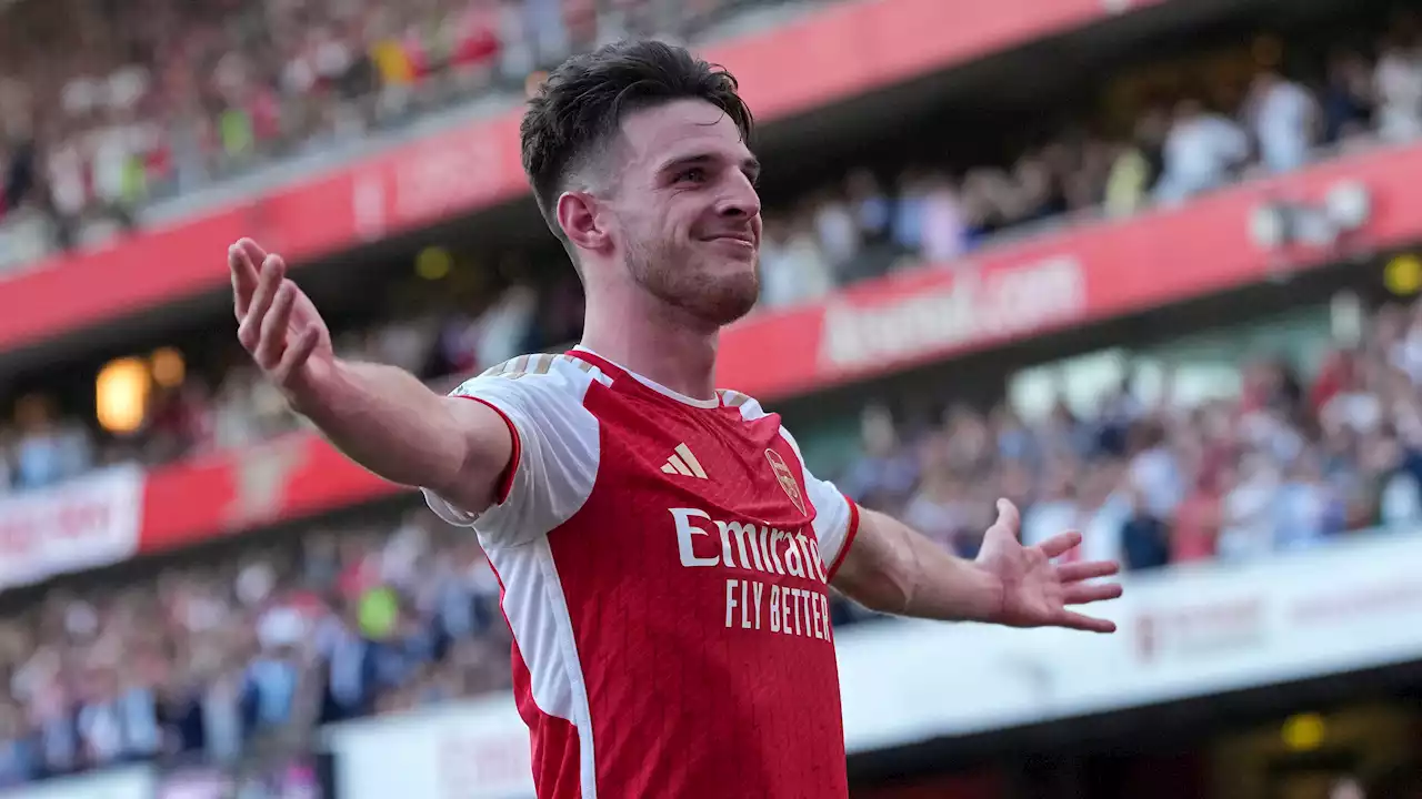 Declan Rice and Gabriel Jesus score in injury time as Arsenal earns win over Manchester United