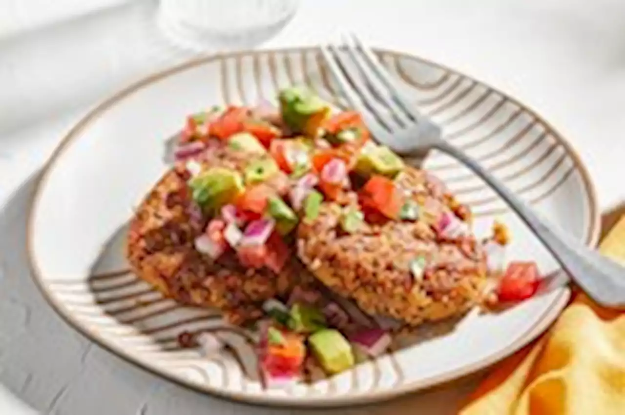 Pinto bean cakes with salsa make a hearty, fast supper