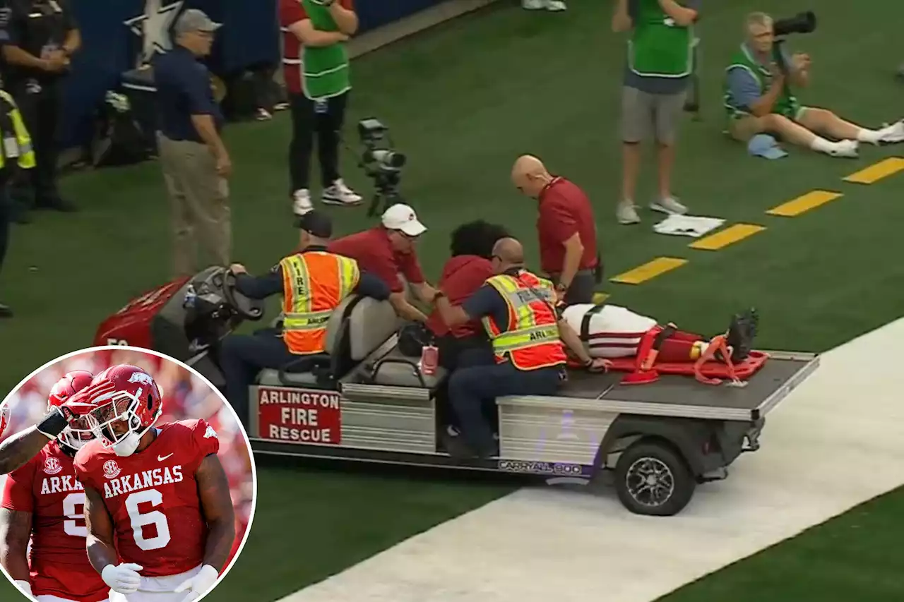 Arkansas’ John Morgan III taken to hospital after scary on-field collapse