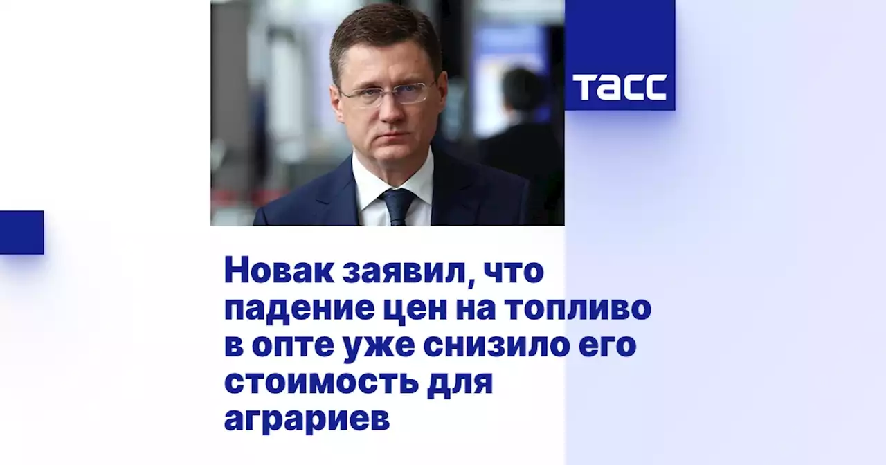 Новак заявил, что падение цен на топливо в опте уже снизило его стоимость для аграриев