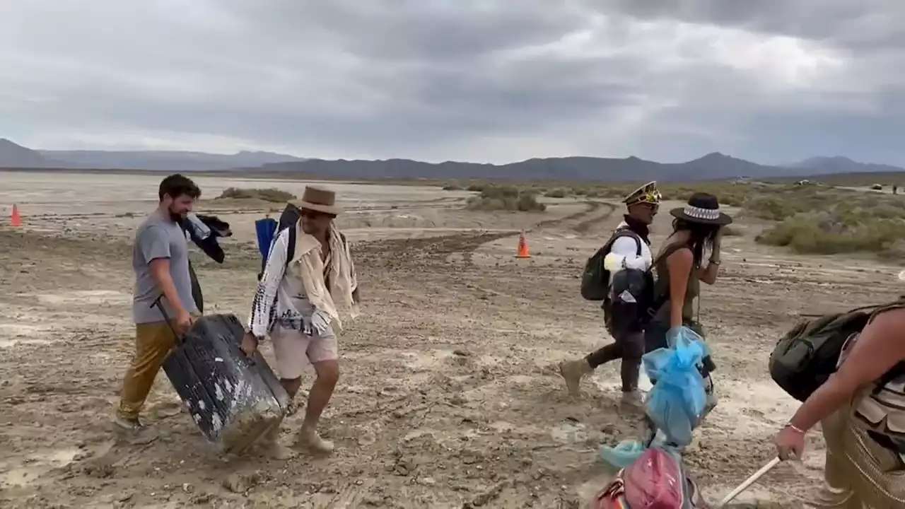 Burning Man festival goers trapped in sea of thick mud