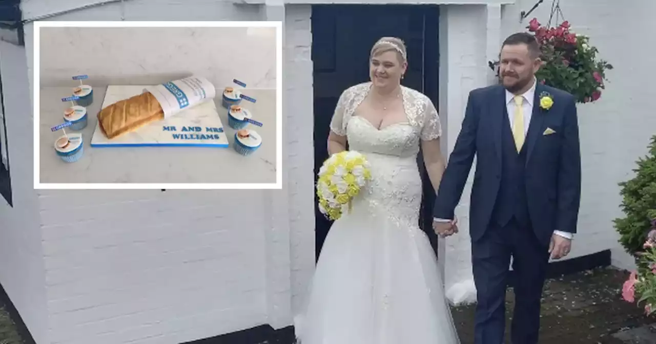 Bride surprises Greggs-daft groom with giant sausage roll cake at Scots wedding