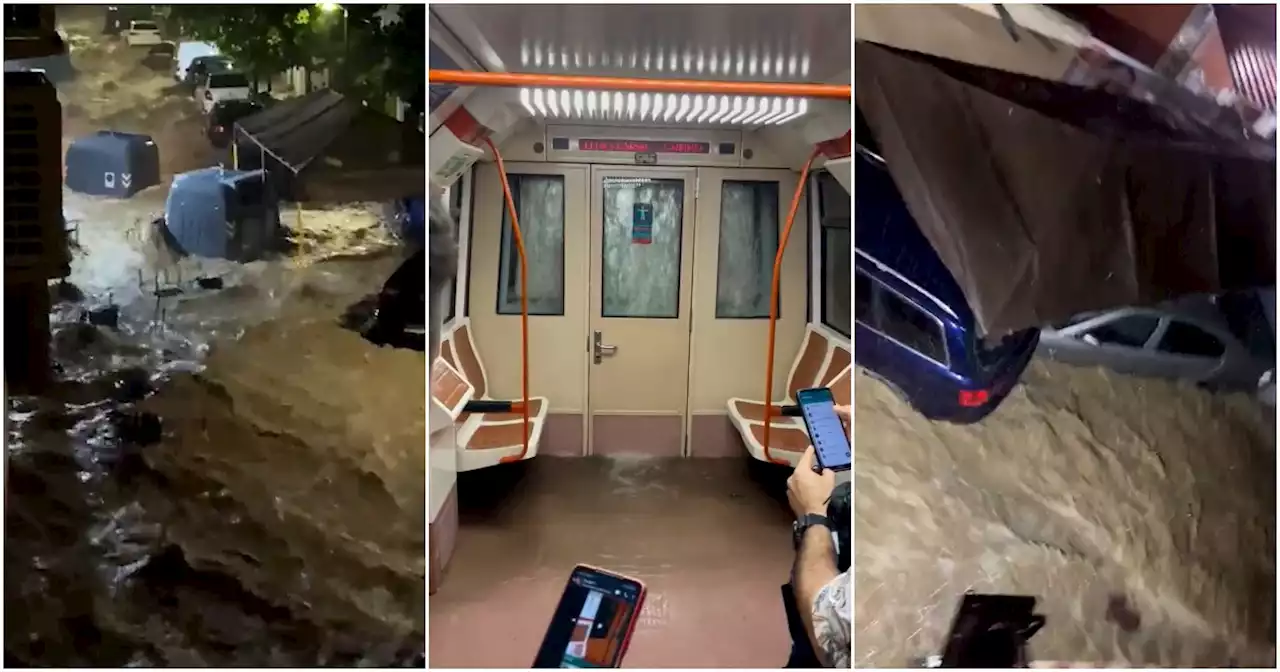 Precipitazioni record in Spagna: alluvioni e nubifragi a Madrid, Tarragona e Valencia. Strade come fiumi e metropolitane allagate (video)