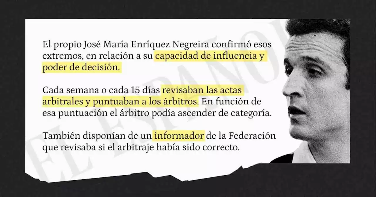 El 'índice corruptor' de Negreira: según la Guardia Civil, 'revisaba las actas y puntuaba a los árbitros'