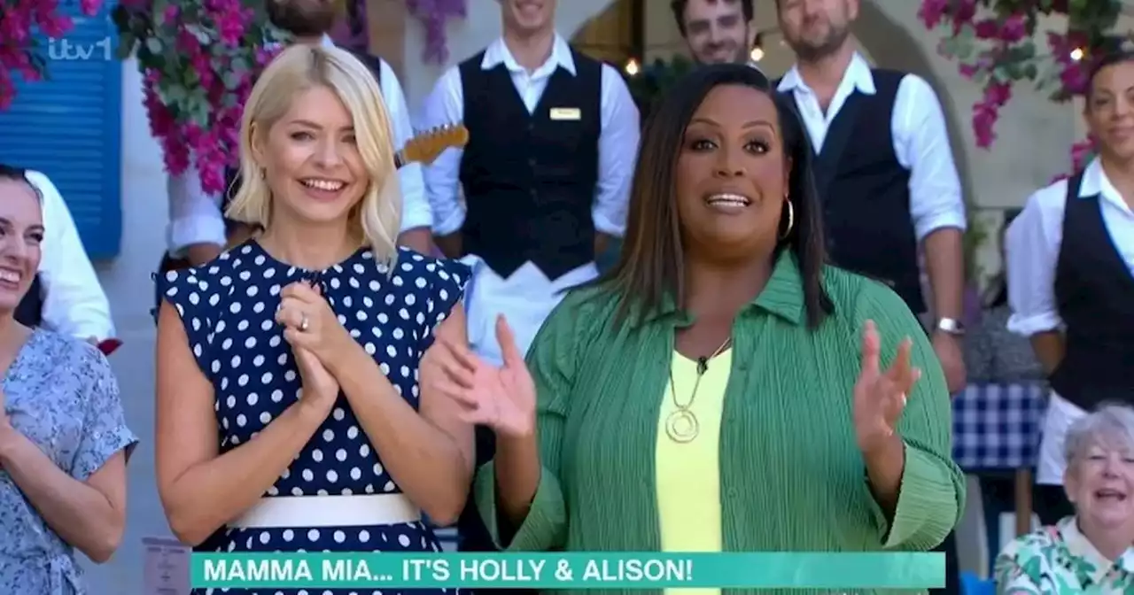 Holly Willoughby hugs co-host Alison Hammond as she returns to This Morning