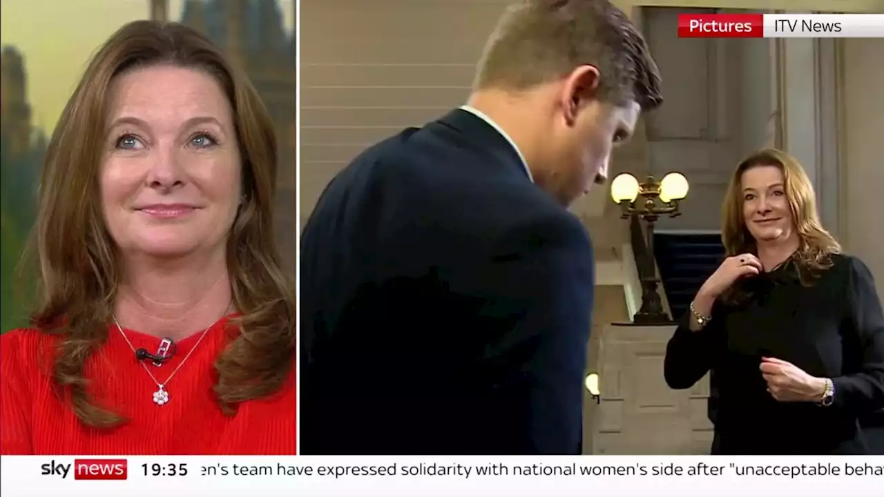 Education secretary Gillian Keegan watches the moment she was caught on camera swearing