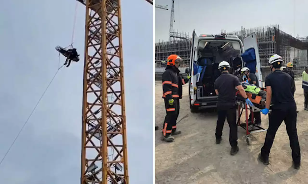 Man rescued from 40m-tall tower crane in Tuas after suffering possible stroke