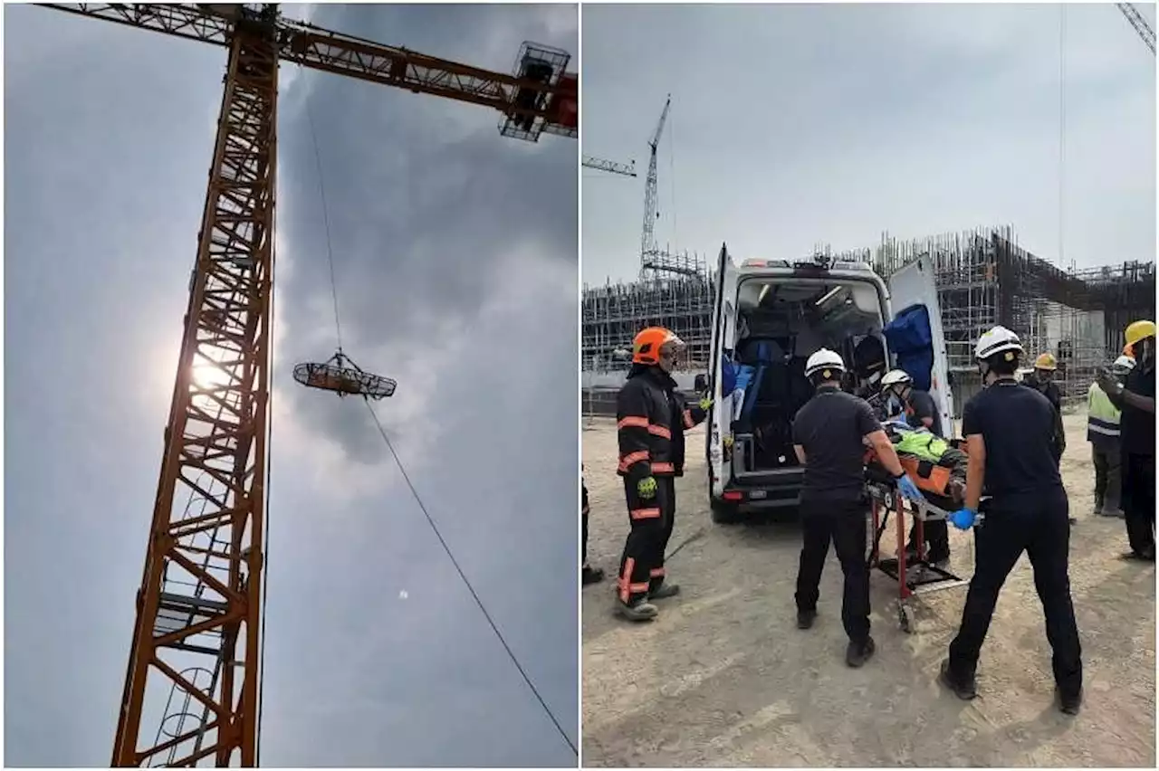 SCDF officers rescue man from 40m-tall tower crane in Tuas