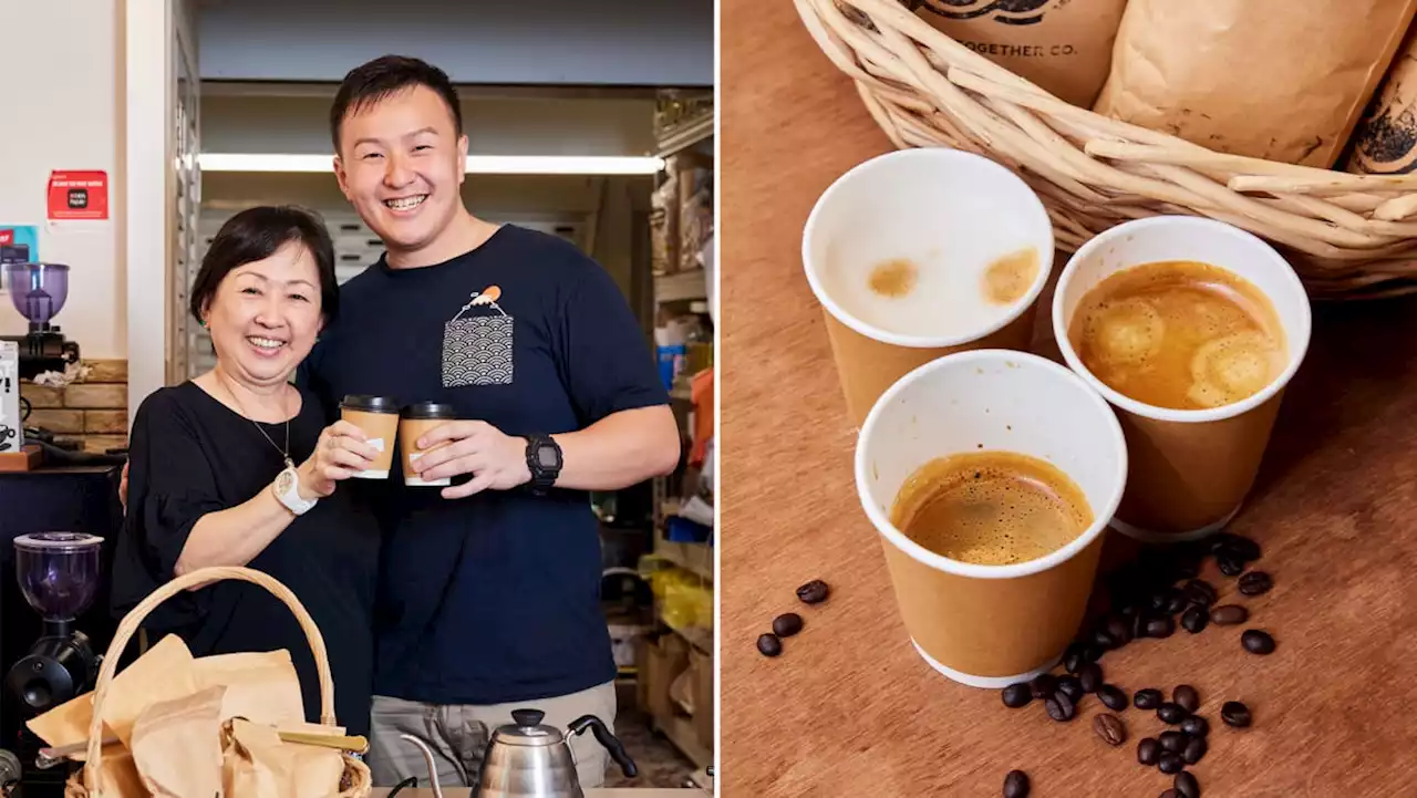 Mother and son sell coffee beans and S$2.90 arabica espresso at hip wet market stall