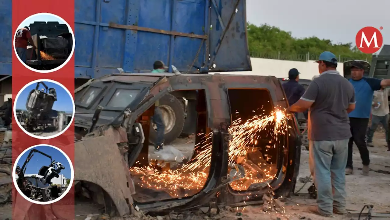 Destruyen 24 vehículos “monstruos” asegurados en Tamaulipas