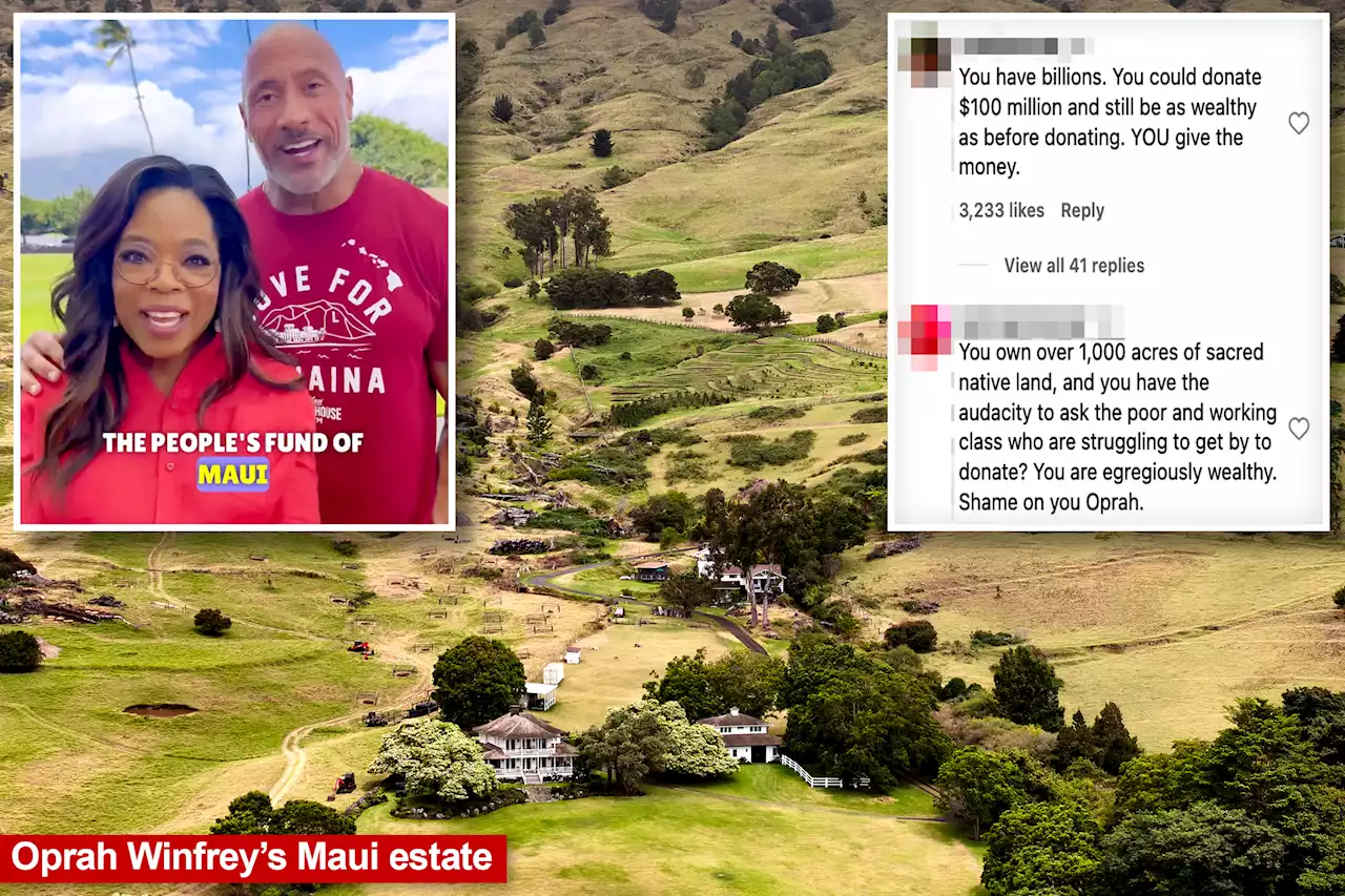 Oprah and The Rock face backlash for asking fans to donate money toward Maui fires