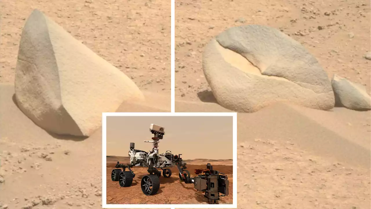 Perseverance Mars rover spots 'shark fin' and 'crab claw' rocks on Red Planet (photo)