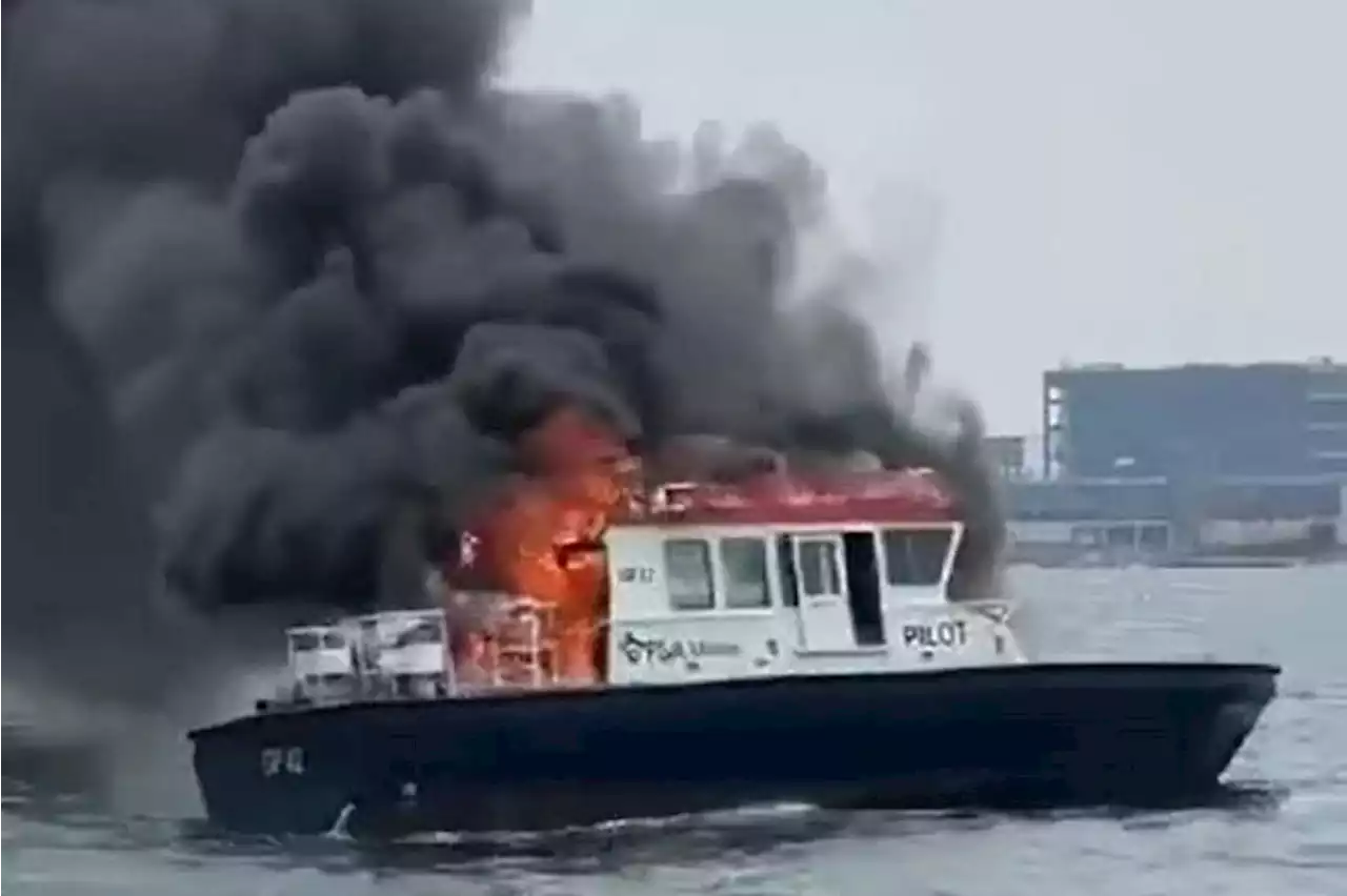 One taken to hospital after boat catches fire in western Singapore port waters