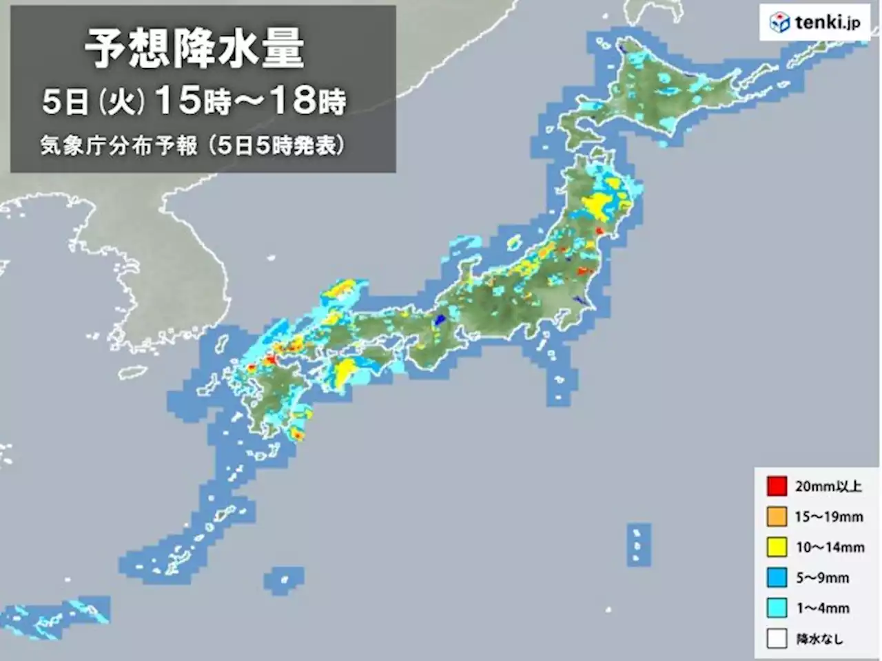 きょう5日 熱帯低気圧が九州に接近 全国的に大気の状態不安定 局地的な大雨に警戒(気象予報士 青山 亜紀子)