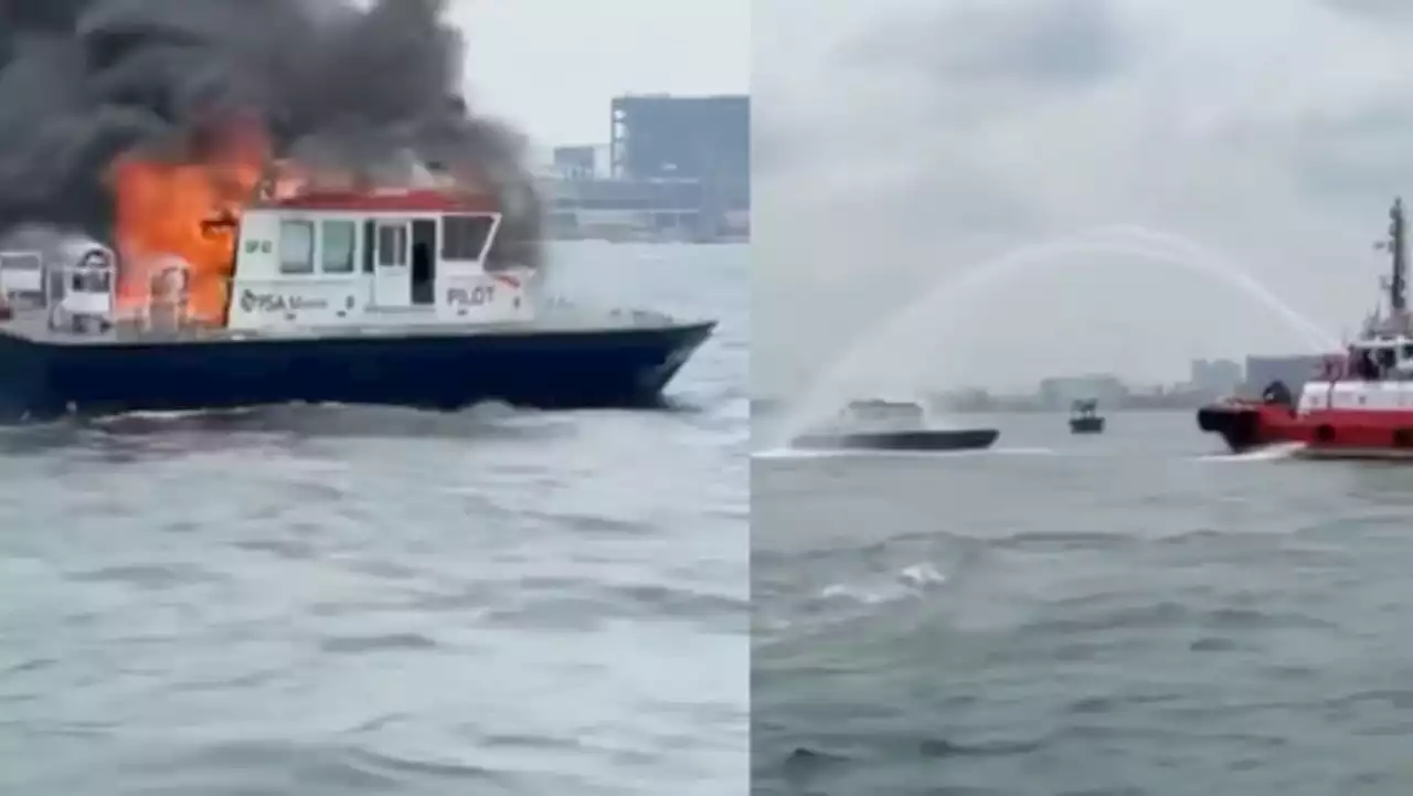 1 person taken to hospital after pilot boat catches fire off Singapore's south-western coast