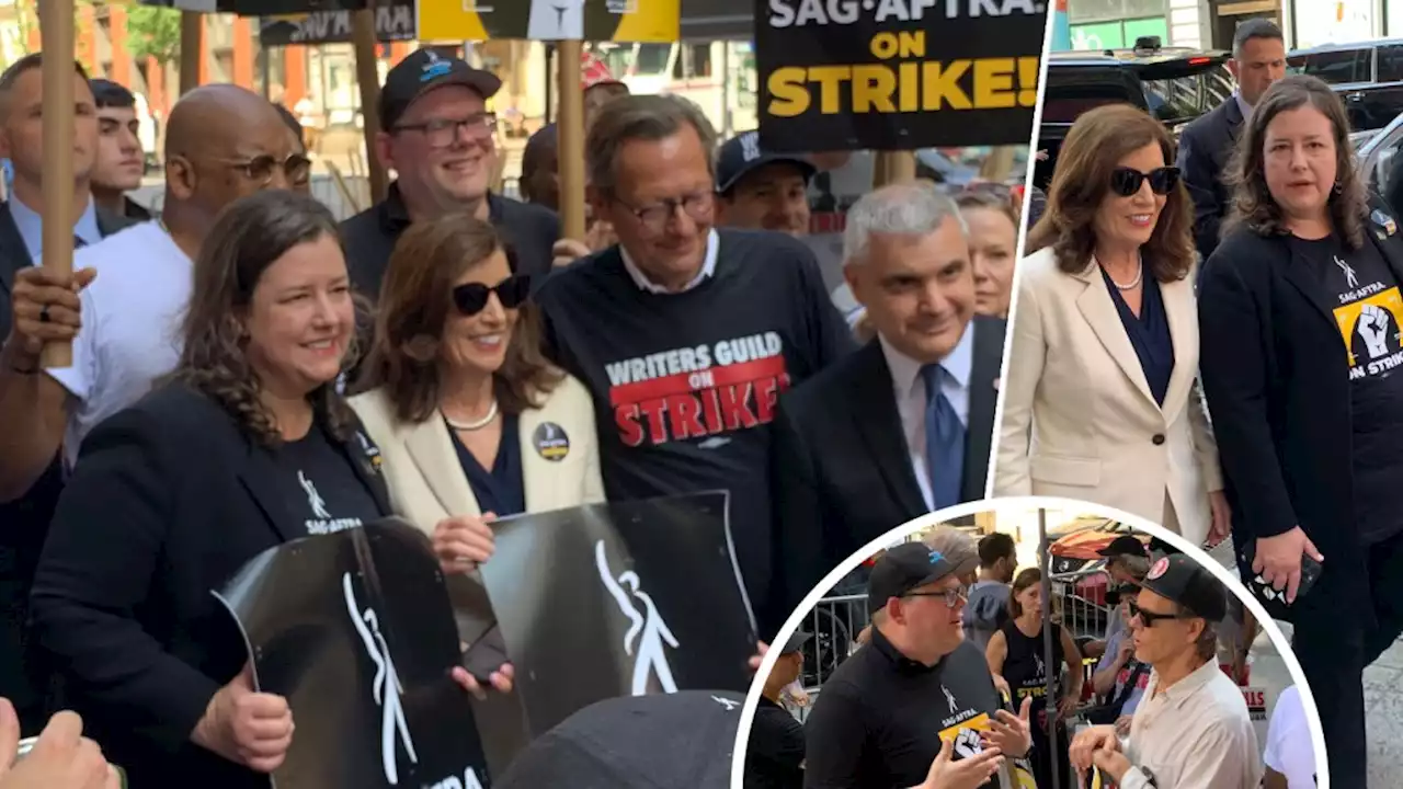 Dispatches From The Picket Lines: NY Gov. Kathy Hochul Surprises Actors & Writers In Manhattan, Says “You’re Fighting The Right Fight”