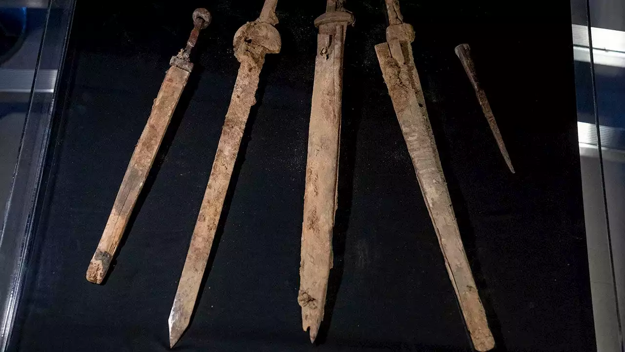 Israeli researchers find 'four 1,900-year-old, excellently preserved' Roman swords in Dead Sea cave