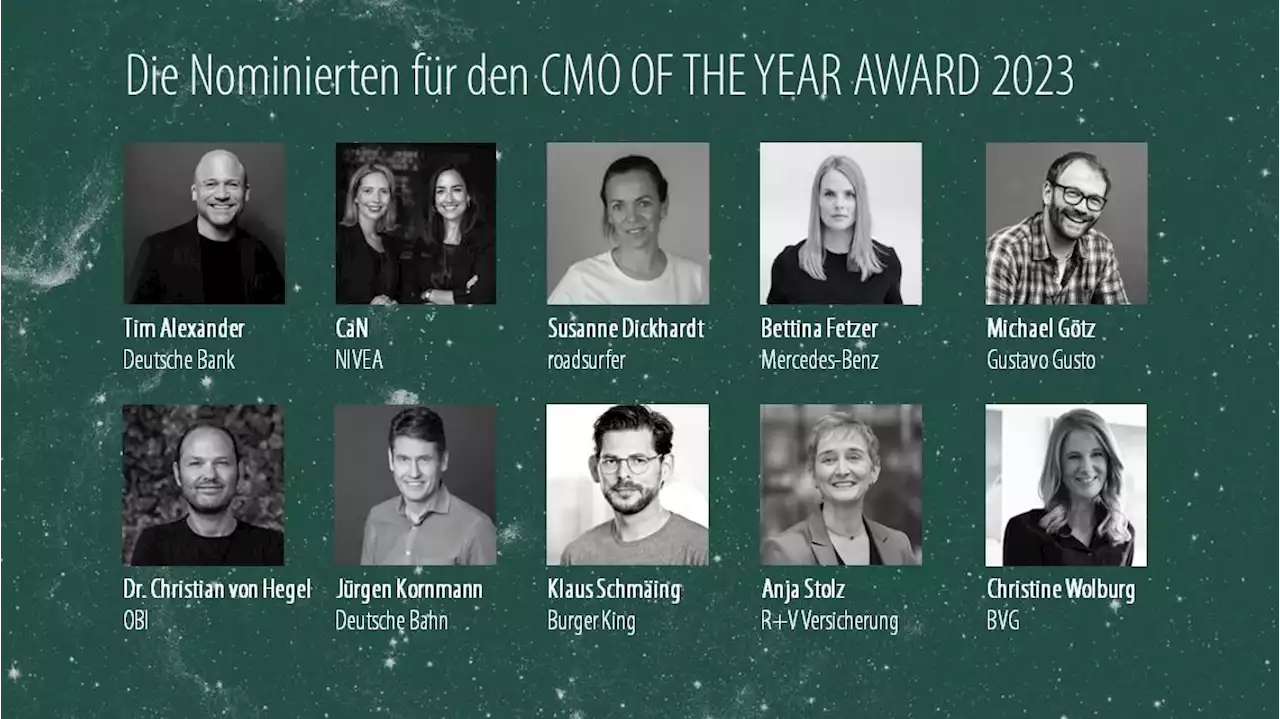 Branchenauszeichnung: Das sind die Nominierten für den CMO of the Year Award 2023