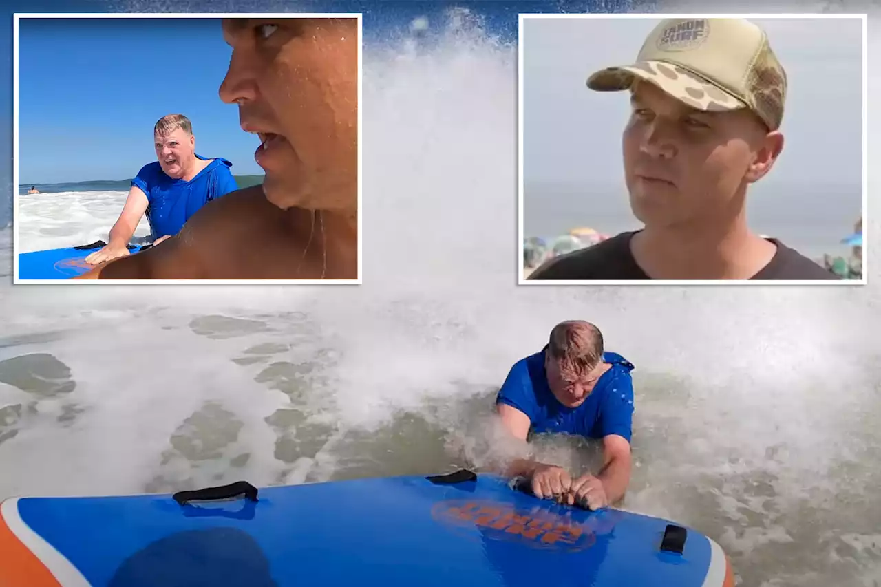 Moment Marine veteran saves swimmer caught in scary riptide along Jersey Shore seen in harrowing video