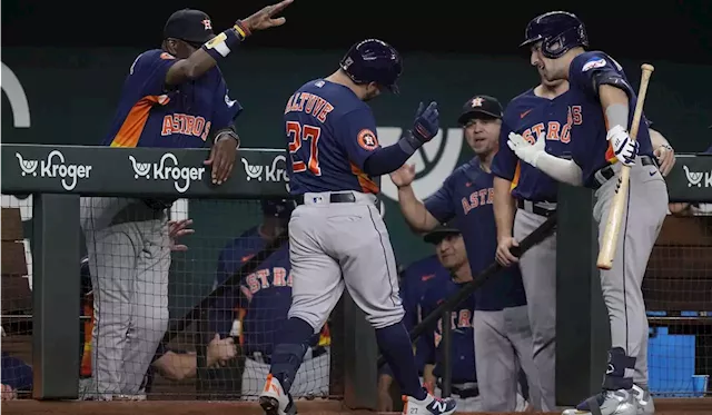 Jose Altuve homers in first three at bats as Astros pummel reeling Rangers 14-1