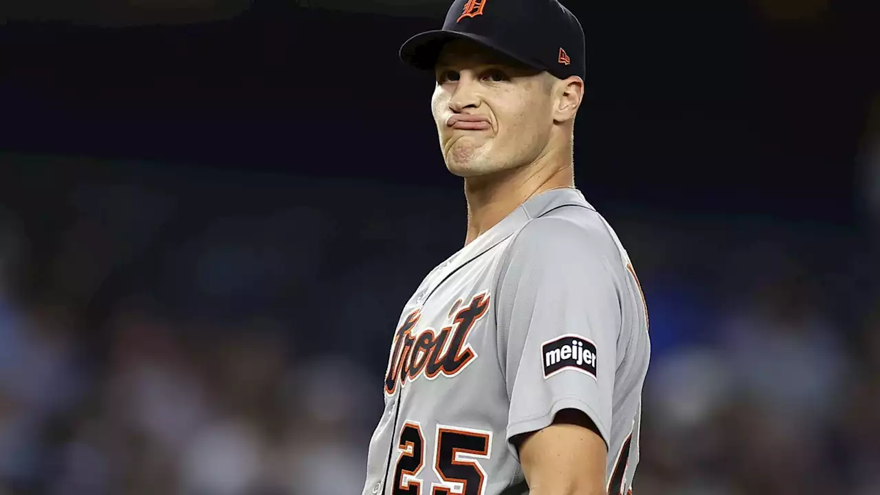 Tigers pitcher Matt Manning hit on foot by 119.5 mph comebacker by Giancarlo Stanton