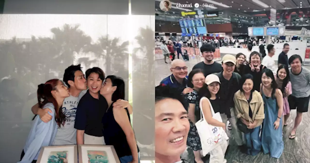 Family tree paintings, handwritten letters: Chen Xi departs for the UK to study surrounded by family and friends at airport