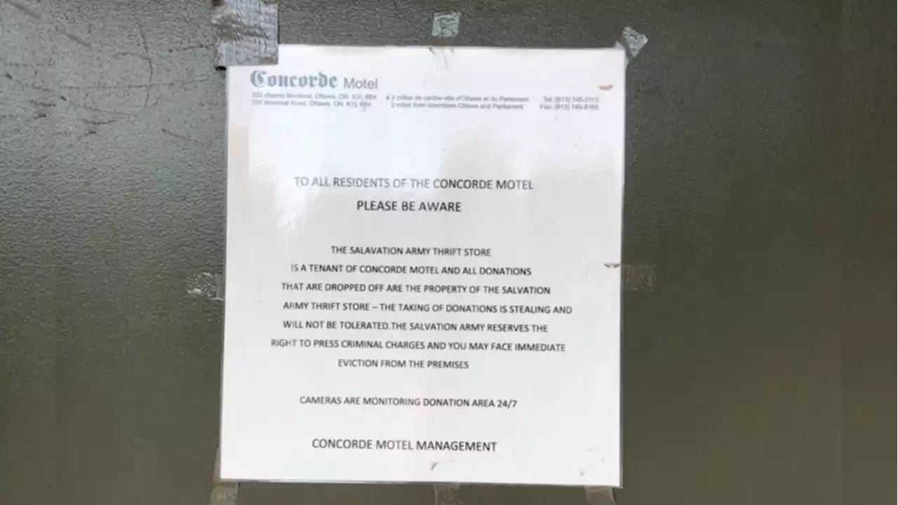 'Burning angry': Vanier councillor condemns sign threatening charges for taking Salvation Army donations at Concorde Motel