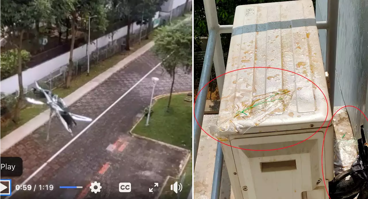 HDB resident says his upstairs neighbour has been throwing down water, paint, coffee bags, metal padlock and other items since 2017