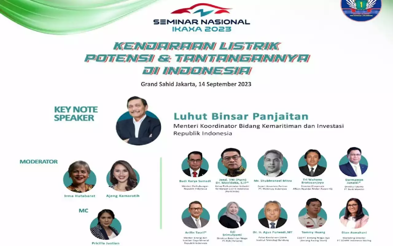 Kupas Tuntas Kendaraan Listrik, IKAXA Undang Menko Luhut di Seminar Nasional