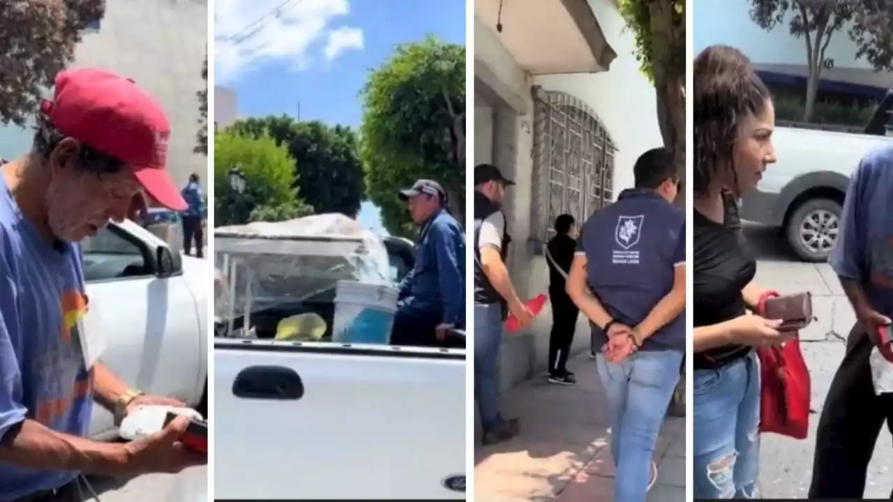 Prepotentes inspectores de León le confiscan carrito de pan a un adulto mayor