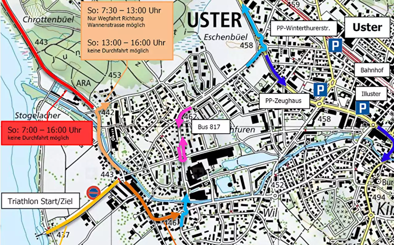 Stadt Uster ZH: Triathlon sorgt für Verkehrsbehinderungen