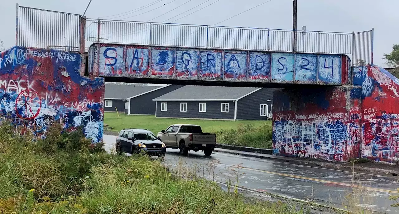 Profane tagging: Cape Breton residents, councillor upset over illegal trestle painting in Sydney River
