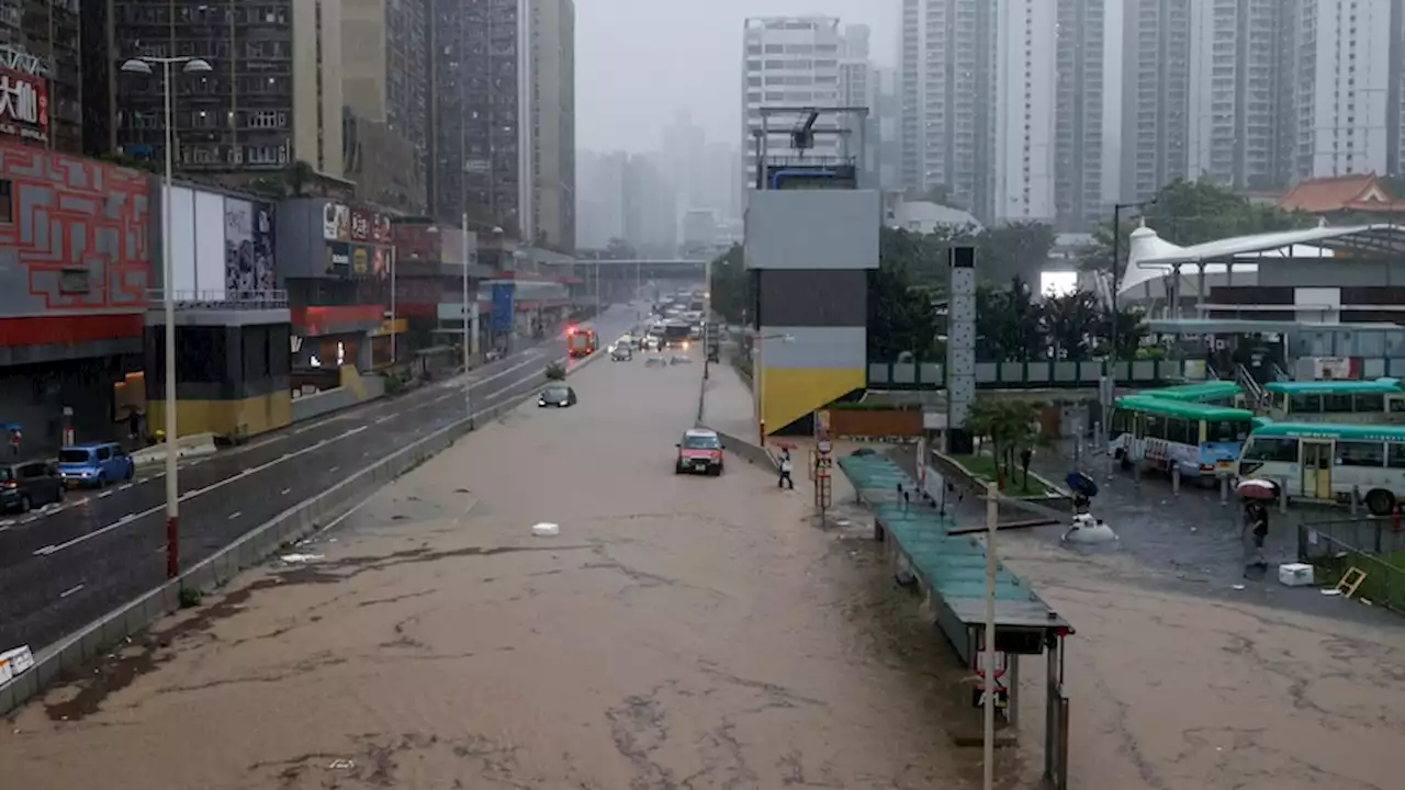 Record-breaking rain lashes Hong Kong, forcing schools to shut, workers to stay home