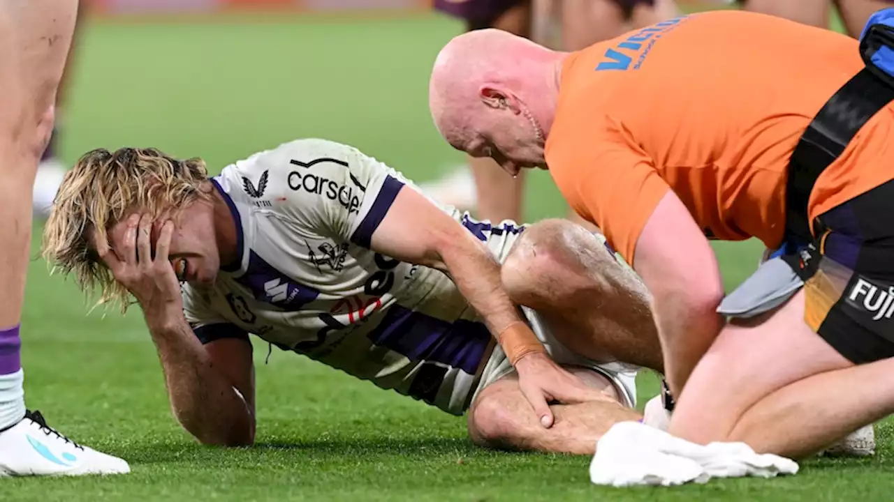 Ryan Papenhuyzen suffers serious leg injury in Melbourne's NRL finals loss to Brisbane