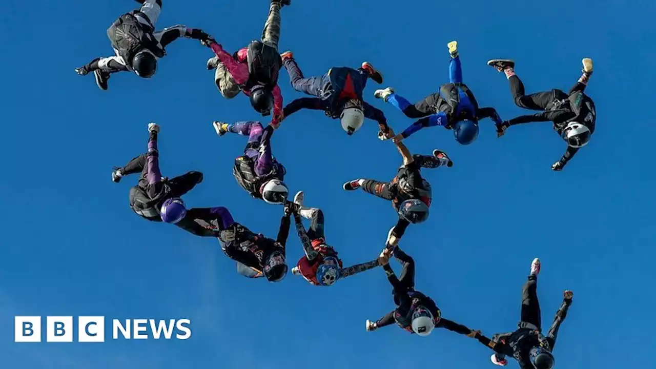 Watch: Women break upside-down skydive record