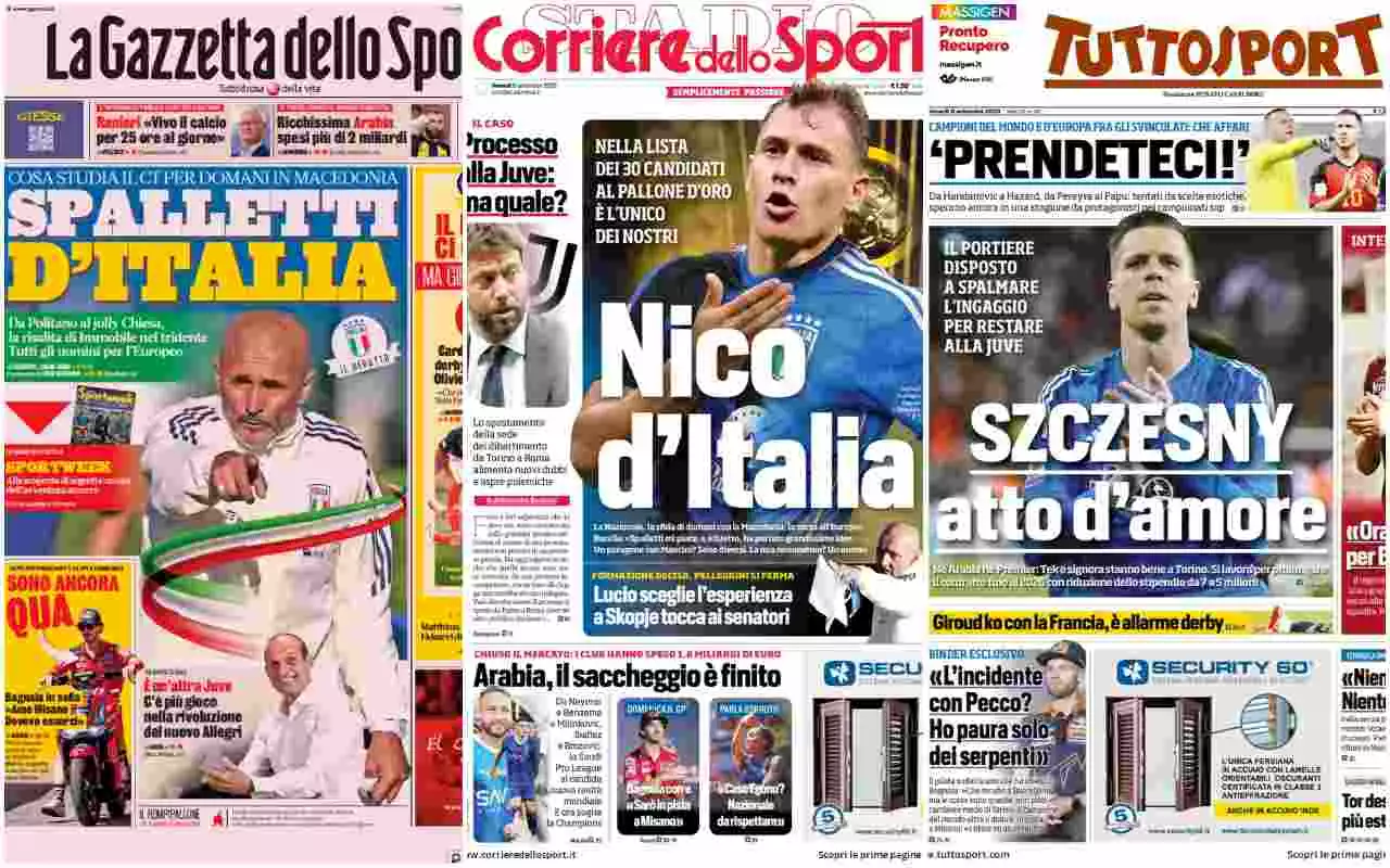 Rassegna stampa, le prime pagine dei quotidiani sportivi del 8 settembre