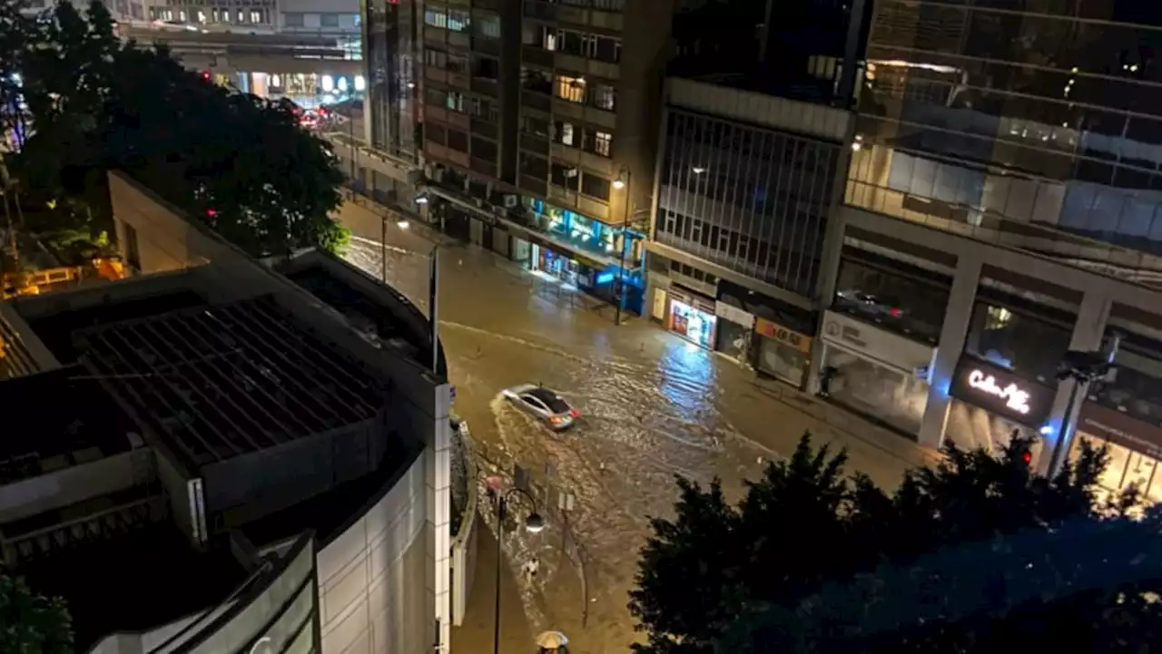 Record rainfall causes flooding in Hong Kong days after typhoon