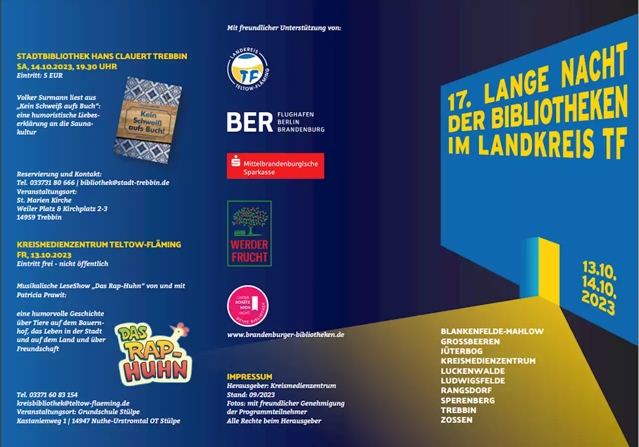 Lange Nacht der Bibliotheken im Landkreis Teltow-Fläming