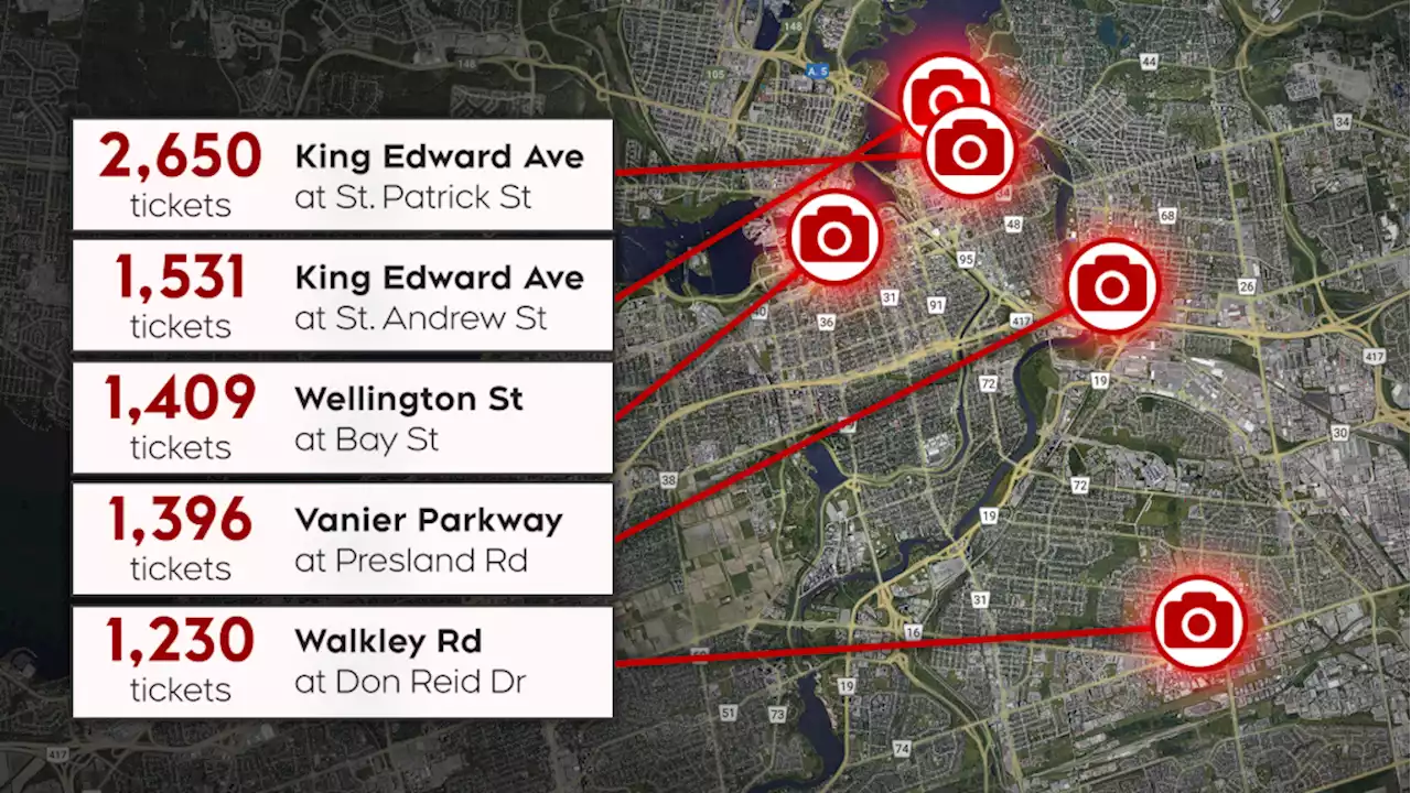 This was Ottawa's busiest red light camera in the first seven months of 2023