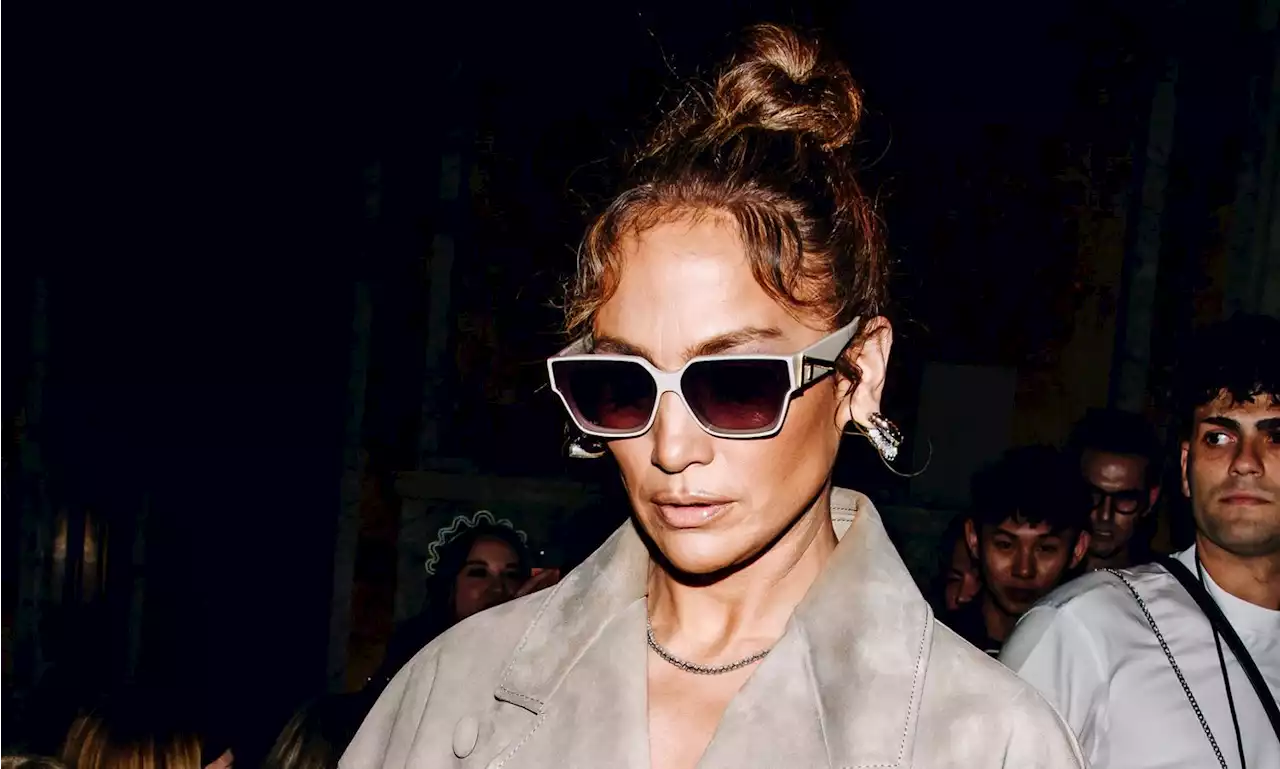 Jennifer Lopez Wore a Massively Oversized Coat With No Pants to Coach's Runway Show