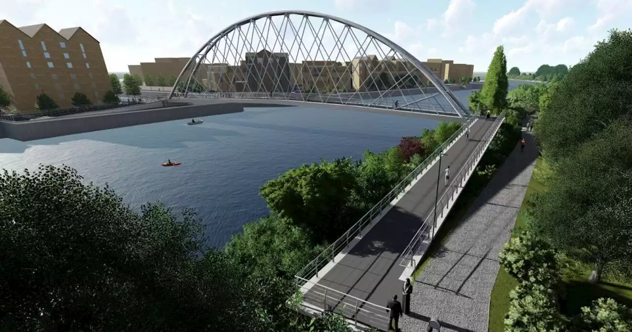 Big step on new pedestrian and cycle bridge over River Trent